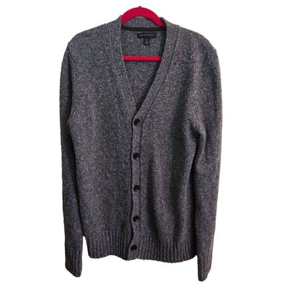 Banana Republic Lambswool Blend Gray Flecked Grandpa Cardigan Sweater Size LT - Picture 1 of 4